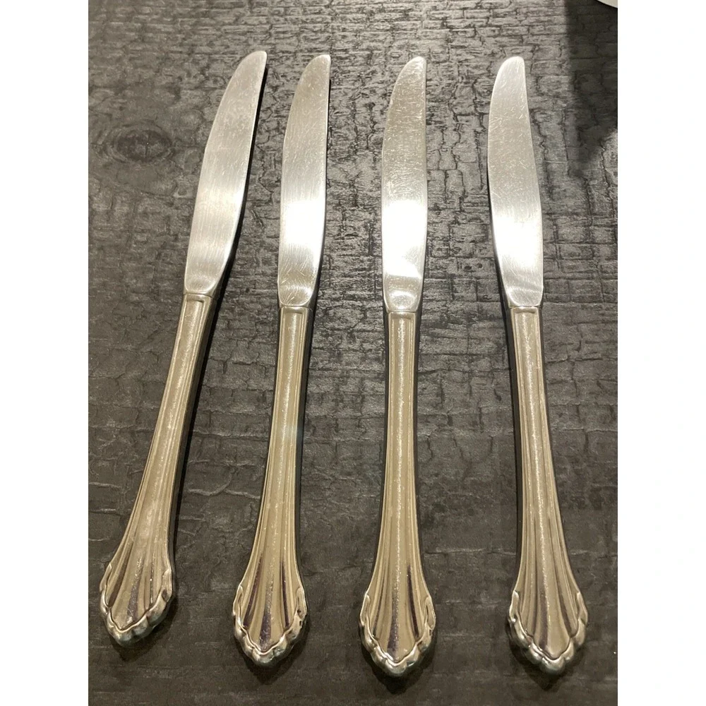 Oneida Community Clarette Stainless‎ Flatware Modern Hollow Knives Set Of 4